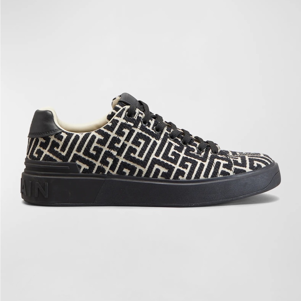 Balmain Men's B-Court Jacquard Monogram Low Top Sneakers